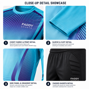 Ensemble de maillot de gardien de but personnalisé professionnel à manches longues, uniforme de gardien de but de football, combinaisons d'entraînement de football rembourrées pour hommes et enfants - Product Image 4