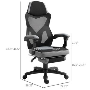 Sedia da Ufficio Ergonomica Grigia con Schienale Alto, Reclinabile, Poggiapiedi, Ruote, Certificata BIFMA, Base in Nylon, Rete Traspirante - Product Image 3