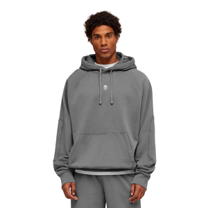 Sweat-shirt à capuche gris chiné épais pour homme, coupe oversize, en molleton épais, style streetwear décontracté - Product Image 1