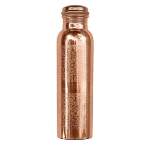 Bouteille d'eau en cuivre pur, motif décoratif artisanal, anti-fuite, réutilisable, gourde métallique pour usage quotidien - Product Image 2