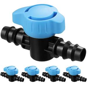 Conector de riego por goteo de 16 mm, duradero, con válvula mini y rosca macho, para sistemas de riego por goteo, control de agua y uso agrícola. - Product Image 1