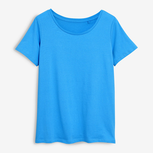 T-shirts basiques personnalisés pour femmes, imprimés, été, uni, 100% coton, col rond, fabriqués au Pakistan - Product Image 5