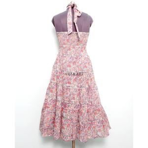 Magnifique robe de soirée maxi en coton imprimé numérique, à fleurs, grande taille, col rond, coupe ample, sans manches, respirante, écologique, pour femmes - Product Image 6