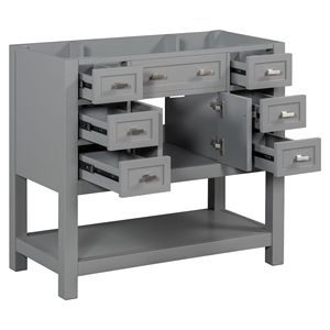 Mobile Bagno Moderno Bianco da 36 Pollici Senza Piano, 2 Ante con Chiusura Ammortizzata e 6 Cassetti, Pratico Mobile Contenitore per Bagno - Product Image 3