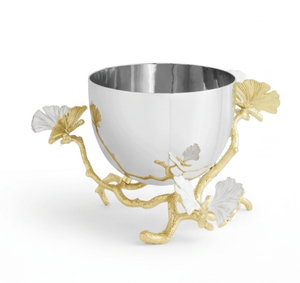 Cuenco de Servir de Metal Estilo Oriental Premium con Diseño de Hoja de Ginkgo, Vajilla Decorativa Hecha a Mano para Regalo, Decoración del Hogar y Comedor - Product Image 1