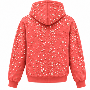 Sudadera con Capucha Unisex de Moda Urbana con Cuentas de Perlas de Coral, Capucha con Cordón Ajustable, Bolsillo Canguro, Estilo Casual Personalizado - Product Image 2