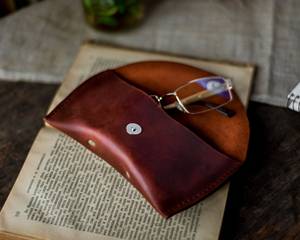 Custom Genuine Leather Glasses Pouch Luxury Soft Cowhide Sleeve <b>Slim</b> Travel Eyewear Protector Spectacles Bag LGC-0008 - Product Image 4
