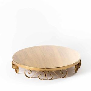 Support à gâteau rond en bois sculpté, plateau de présentation de desserts, élément de décoration de cuisine élégant et naturel - Product Image 3
