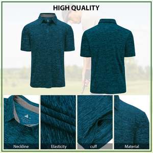 Chemise à manches courtes pour homme, imprimé turquoise, tricotée, respirante, polyester/coton, logo sur le devant, chemises de golf décontractées, coupe classique - Product Image 2