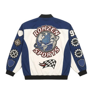 Chaqueta Bomber de Carreras Personalizada con Estampado Digital, Cierre Completo, Protección UV, 100% Algodón, Unisex, para Adultos, Ropa de Invierno - Product Image 2