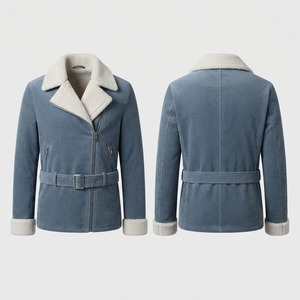 Women <b>Men</b> Unisex <b>Sherpa</b> Lined Hooded Windproof Casual Winter Solid ODM <b>Sherpa</b> Fleece Cotton <b>Jacket</b> - Product Image 1
