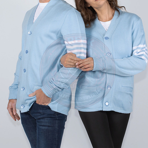Sorority Fraternity <b>Light</b> Blue Acrylic Knitted <b>Cardigan</b> Full Sleeve Button Front Men's Sweater Lightweight Quick Dry School Wear - Product Image 5