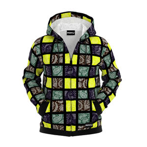 Sudadera con capucha de invierno unisex con cremallera y logotipo personalizado, tejida, con estampado puff, para hombre, mujer y niños, de poliéster/algodón, anti-bolitas. - Product Image 1