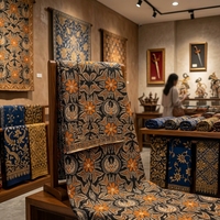 Kain Batik Tulis Katun Buatan Tangan Indonesia dengan Motif Adiluhung Tradisional, Warna Sogan Hitam Coklat Tua, Tekstil Premium
