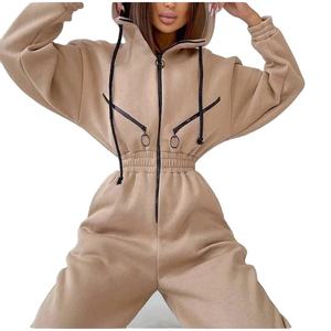 Costume de sport une pièce à capuche pour femme 2024, pantalon de loisirs, couleur rose, nouveau - Product Image 5