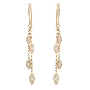Fine <b>Dangle</b> <b>Earrings</b> 18K Layered Chain <b>Diamond</b> <b>Earrings</b> for Bridesmaids - Product Image 2