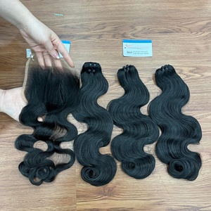 ¡PRODUCTO SUPERIOR! Superventa de extensiones de cabello de color negro natural, máquina de ondas al vapor con ondas corporales, cabello de trama listo para enviar - Product Image 1