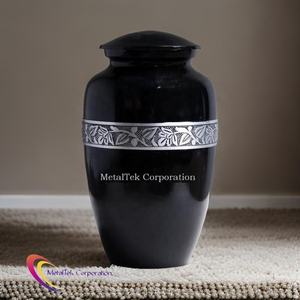 Urne de crémation adulte en métal massif noir Antique Style américain mémorial cendres souvenir bas prix en gros urne funéraire pour l'enterrement - Product Image 5