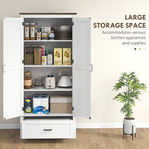 "White Freestanding <b>Kitchen</b> <b>Pantry</b> Cabinet with 2 Doors & Adjustable Shelves" - Product Image 4