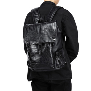 New Arrival Luxury Crocodile <b>Leather</b> Lightweight Men's Business <b>Backpack</b> <b>Large</b> Capacity Multifunctional Student School Bag - Product Image 3