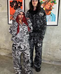 Fashion Unisex Eco-Friendly Reversible Tracksuit <b>Set</b> Acid Wash Winter Casual Breathable Plus Size Solid Pattern Heavyweight - Product Image 6
