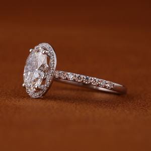 Anillo de compromiso y boda de oro macizo de 14k con diamante de laboratorio personalizado de 3ct, corte ovalado, VVS1 D, engaste de puntas, para mujer, aniversario, joyería fina - Product Image 3