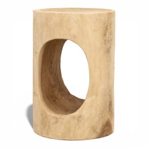 Tabouret creux en bois de Suar massif naturel sculpté à la main, table d'appoint moderne, table d'appoint ronde en bois pour le salon, la maison, la décoration d'hôtel - Product Image 1