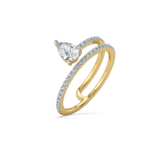 แหวนหมั้นเพชรทรงลูกแพร์ ทอง 18K สไตล์โรแมนติกสำหรับผู้หญิง - Product Image 1
