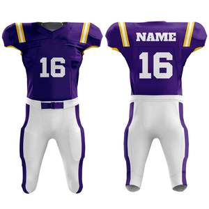 Uniforme de football américain unisexe personnalisé, respirant, en sergé, avec pantalon, équipement d'équipe personnalisé, grandes tailles, polyester/coton - Product Image 1