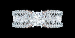 Bijoux à breloques uniques en argent sterling 925 plaqué or bague de fiançailles en diamant Love pour la fête de mariage des femmes - Product Image 2