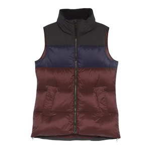 Gilet matelassé personnalisé pour femme, col color block bordeaux, marine, anthracite, sans manches, rembourré, vente en gros, fournisseur OEM - Product Image 6