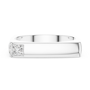 Bague de luxe en or blanc 10K avec diamant de laboratoire, profil carré, sertissage minimal, élégance solitaire, bande de diamants signature - Product Image 3