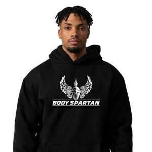 Sweat-shirt à capuche Varsity noir pour homme, en molleton épais, à manches longues, décontracté, athlétique, streetwear, pour la gym et l'entraînement - Product Image 2