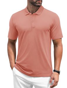 Polo de golf décontracté pour homme à manches courtes 100% coton anti-froissement avec logo brodé sur le devant motif uni - Product Image 3