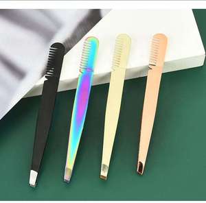 Juego de Pinzas Profesionales de Acero Inoxidable con Punta Puntiaguda para Cejas y Pestañas con Peine - Product Image 5