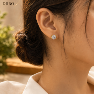 Round Brilliant Cut Diamond Stud <b>Earrings</b> 18K Gold Plated Women's Classic Everyday Wear <b>Moissanite</b> Jewelry - Product Image 4