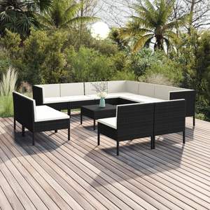 Conjunto Modular de Muebles de Jardín de 13 Piezas, Ratán Sintético Negro, Conjunto Modular de 13 Piezas - Product Image 1