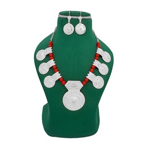 Oman Special Designer High <b>Silver</b> <b>Plated</b> Necklace for Women Indian Exclusive Designs Omani Vintage Beads Necklace <b>Silver</b> Ethnic - Product Image 5