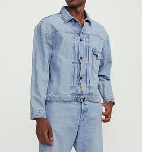 Fashion <b>Custom</b> Logo 100% Cotton <b>Denim</b> <b>Jacket</b> Men Casual Solid Color Men's Spring Jean <b>Jacket</b> Windproof Pocket <b>Denim</b> <b>Jacket</b> - Product Image 3
