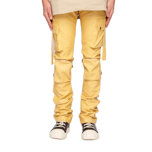 Pantalon cargo en cuir pour homme, coupe confortable, poches fonctionnelles, design personnalisé pour les jeunes, usage quotidien, vente en gros. - Product Image 1