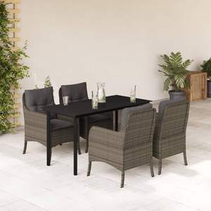 Conjunto de Comedor de Jardín de Ratán PE Gris Resistente a los Rayos UV para 4 Personas, Materiales Resistentes a la Intemperie - Product Image 1
