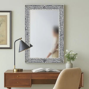 Premium Wooden Decorative <b>Mirror</b> Handcrafted Foliage Border Stylish Statement Piece for Modern Home Decor - Product Image 1