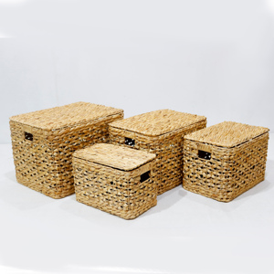 Natural Seagrass Eco-Friendly Luxury <b>Storage</b> <b>Baskets</b> with Lid and Handle Multifunction Design for Neatening/<b>Storage</b> - Product Image 4