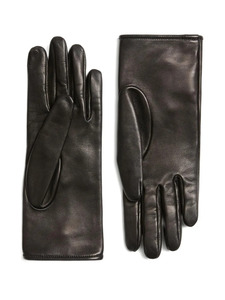 Women's black Leather fashion <b>Gloves</b> with bow and cut out detailing - Product Image 4