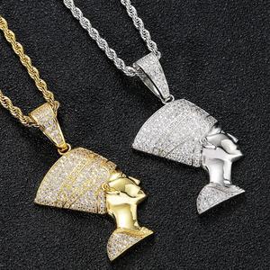 Egyptian Queen Nefertiti Moissanite Diamond Pendant Pharaoh Queen Pendant Gold Vermeil Moissanite <b>Charm</b> - Product Image 2