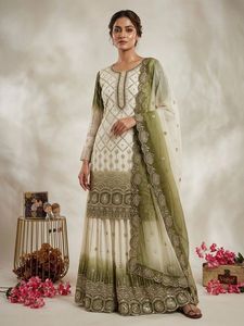 Designer <b>Kurta</b> Palazzo Set Star Georgette Fabric With Heavy Sequence Embroidery Party Wear Wedding Festive Traditional Outfit - Product Image 5