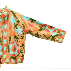 Classy Embroidered <b>Quilted</b> Women <b>Jacket</b> Mandarin Collar Floral <b>Pattern</b> Lightweight Corduroy Coat for Autumn Winter - Product Image 3