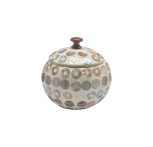 Tarros de Nácar, Caja Redonda de Nácar con Mosaico de Conchas, Tarro de Almacenamiento con Tapa de Madera para Decoración de Hogar de Lujo - Product Image 1