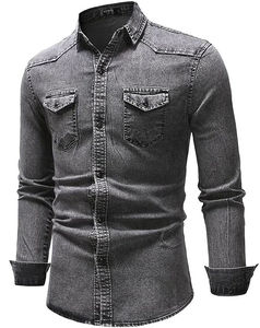 Camisa de mezclilla para hombre 2026 al por mayor, 100% algodón peinado, sin lavar, sin elasticidad, cómoda, precio razonable, OEM - Product Image 3