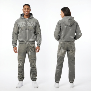 Conjunto de Dos Piezas, Estilo 2026, Sudadera con Capucha y Pantalones Deportivos, Cómodo, Casual, Moderno, de Felpa Gruesa, con Estampado - Product Image 3